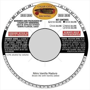 Cigar City Brewing Nitro Vanilla Maduro January 2017