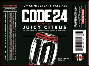 10 Barrel Brewing Co. Code 24 Juicy Citrus January 2017