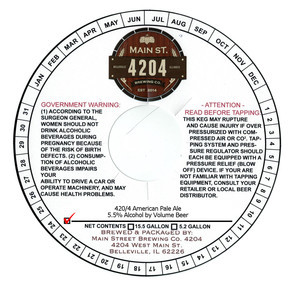 Main Street Brewing Co 4204 420/4 American Pale Ale January 2017