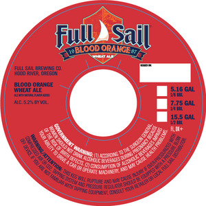 Full Sail Blood Orange Wheat Ale January 2017