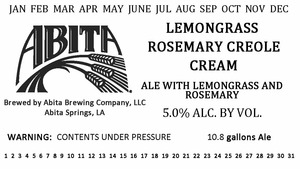 Abita Brewing Company Lemongrass Rosemary Creole Cream January 2017