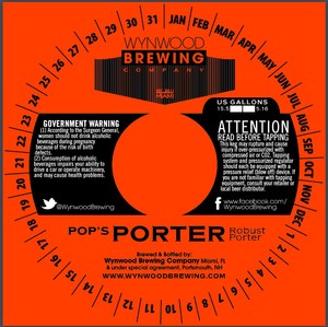 Wynwood Brewing Company Pop's Porter January 2017