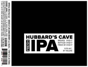Hubbard's Cave Fresh Iipa January 2017