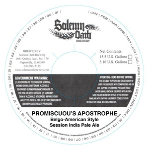 Solemn Oath Brewery Promiscuou's Apostrophe