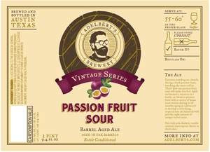 Adelbert's Brewery Passion Fruit Sour January 2017