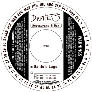 Thimble Island Brewing Company Dante's Restaurant & Bar - Dante's Lager