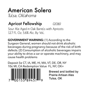 Prairie Artisan Ales Apricot Fellowship