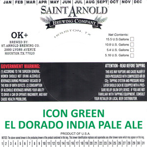 Saint Arnold Brewing Company Icon Green El Dorado IPA January 2017