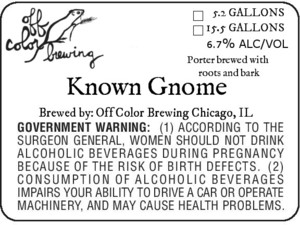 Off Color Brewing Known Gnome