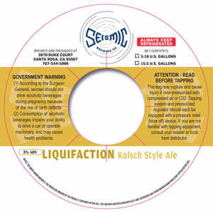 Seismic Brewing Co Liquifaction Kolsch Style Ale January 2017