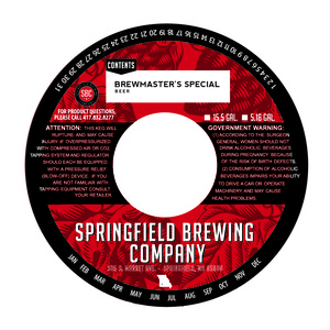 Springfield Brewing Company Brewmaster's Special Beer January 2017