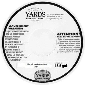 Yards Brewing Company Gluckliches Katzenlager January 2017