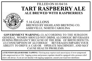 Highland Brewing Co. Tart Raspberry Ale January 2017