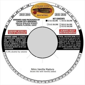 Vanilla Maduro Brown Ale With Vanilla January 2017