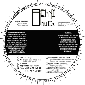 One And Done Pilsner Lager January 2017