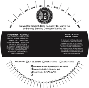 Brackish Beer Company Brackyard Kolsch January 2017