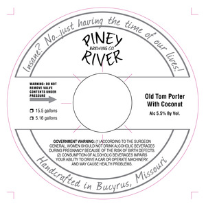 Piney River Brewing Co. Old Tom January 2017