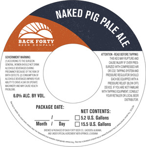 Back Forty Beer Co. Naked Pig February 2017