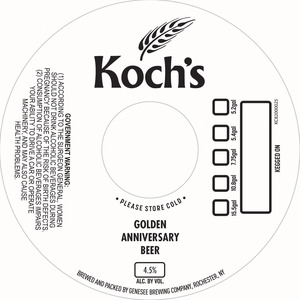 Koch's Golden Anniversary Beer February 2017