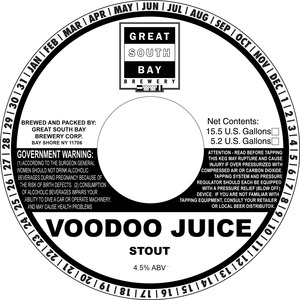 Great South Bay Brewery Voodoo Juice Stout January 2017