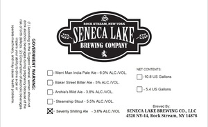 Seneca Lake Brewing Company Seventy Shilling Ale February 2017