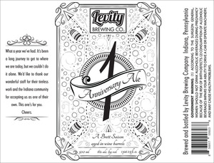 Levity Brewing Company Anniversary Ale February 2017