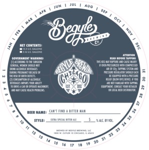 Begyle Brewing Can't Find A Bitter Man February 2017