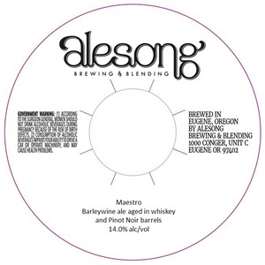 Maestro Barleywine Ale Aged In Whiskey And Pinot February 2017