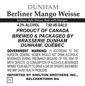 Brasserie Dunham Berliner Mango Weisse February 2017