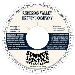 Anderson Valley Brewing Company Summer Solstice February 2017