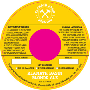 Klamath Basin Brewing Co. Klamath Basin Blonde February 2017