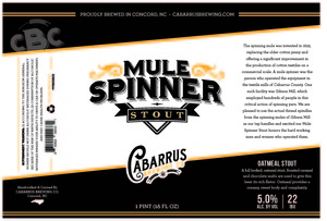 Cabarrus Brewing Co Mule Spinner Stout February 2017
