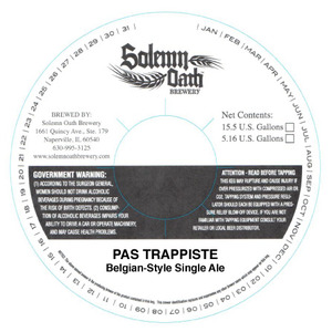 Solemn Oath Brewery Pas Trappiste