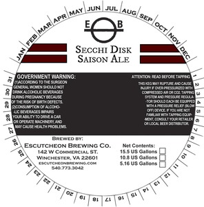 Escutcheon Brewing Company Secchi Disk Saison Ale