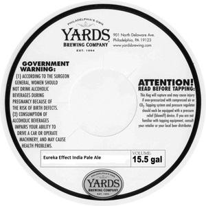Yards Brewing Company Eureka Effect India Pale Ale February 2017