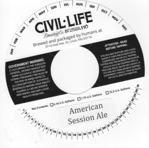 The Civil Life Brewing Co LLC American Session Ale February 2017