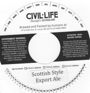 The Civil Life Brewing Co LLC Scottish Style Export Ale February 2017
