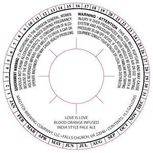 Mad Fox Brewing Company Love Is Love Blood Orange Infused