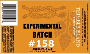 Thimble Island Brewing Company Experimental Batch #158 February 2017