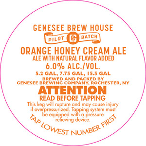 Genesee Brew House Orange Honey Cream Ale February 2017