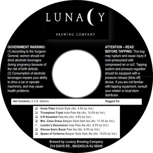 Lunatic's Descension India Pale Ale February 2017