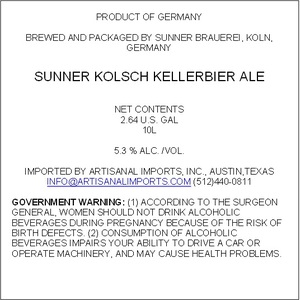 Sunner Kolsch Kellerbier February 2017
