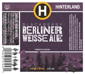 Hinterland Blackberry Berliner Weisse Ale