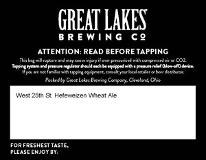 Great Lakes Brewing Co. West 25th St. Hefeweizen Wheat March 2017