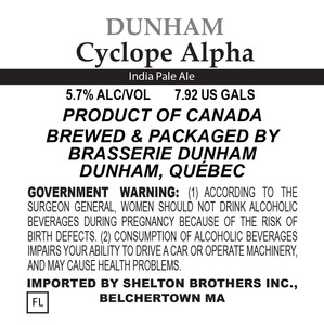 Brasserie Dunham Cyclope Alpha March 2017