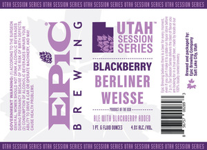 Epic Brewing Company Blackberry Berliner Weisse February 2017