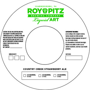 Roy-pitz Brewing Co. Country Creek Strawberry Ale March 2017