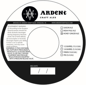 Ardent Craft Ales Honey Ginger Ale March 2017
