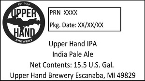 Upper Hand Brewery Upper Hand IPA March 2017