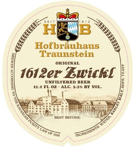 Hofbrauhaus Traunstein 1612er Zwickl March 2017